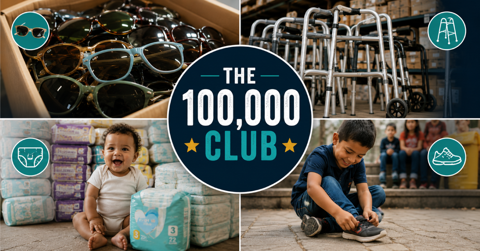 charity milestones collage of the 100000 club